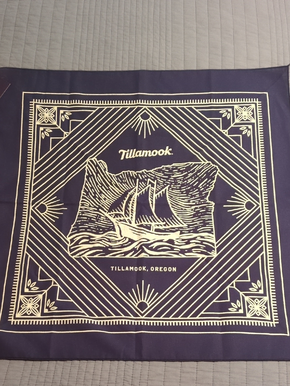 Tillamook Nautical Graphic Bandana - Navy & Cream